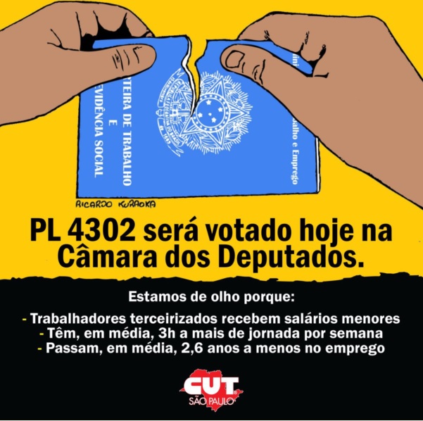 Câmara pode votar hoje projeto de terceirização